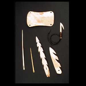 Antler-Fish hook-Wrist guard-Harpoons-Needles