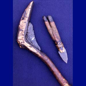 Hafted crescent sickle and blade knife
